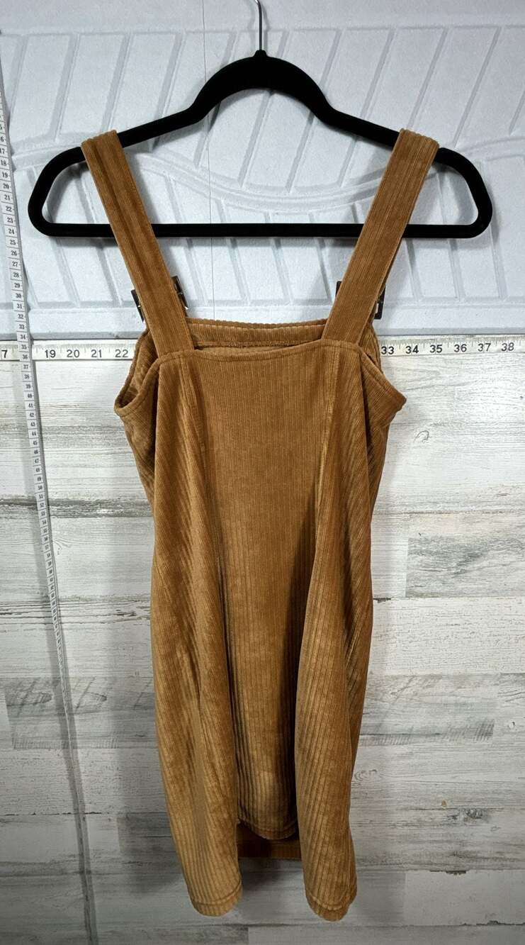 No Boundaries Brown Corduroy Buckle Strap Mini Overall Dress Size S 3-5 - Picture 3 of 5